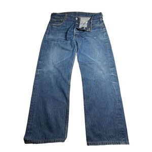 Levi's 501 Jeans Mens 38x32* (Actual 36x29) Button Fly Med Wash Denim Distressed